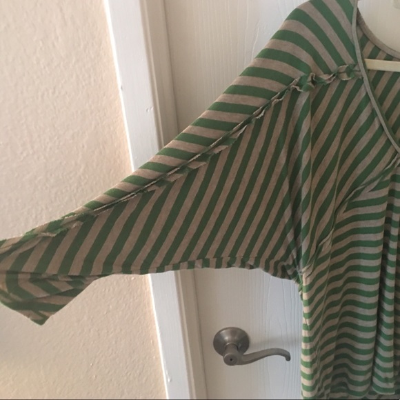 Studio M Green & Khaki Striped Dolman Sleeve Top - Picture 3 of 5